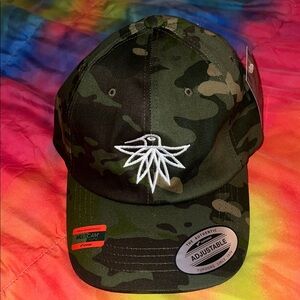 Camo Adjustable Baseball Cap with White Embroidered Logo